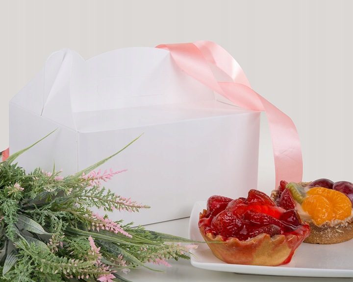 Pudełko Na Ciasto CHRZEST Gładkie Białe Ślub Wesele 10szt
