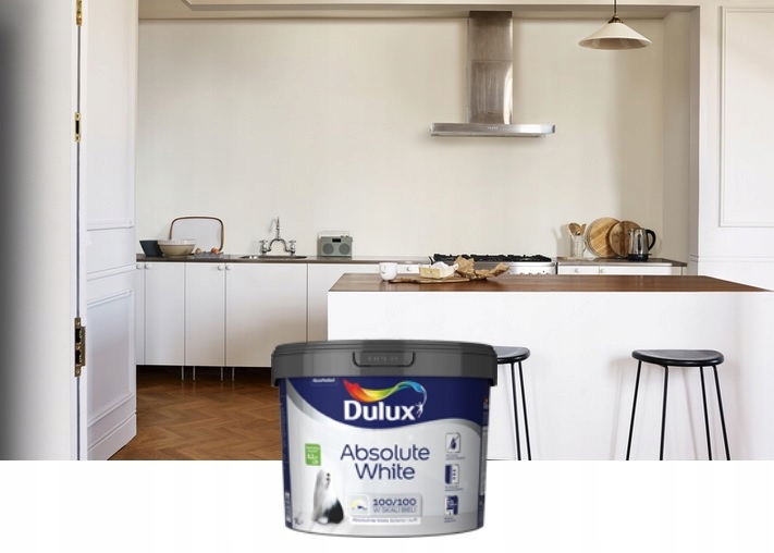 DULUX ABSOLUTE WHITE 9L FARBA BIAŁA DO ŚCIAN I SUFITÓW