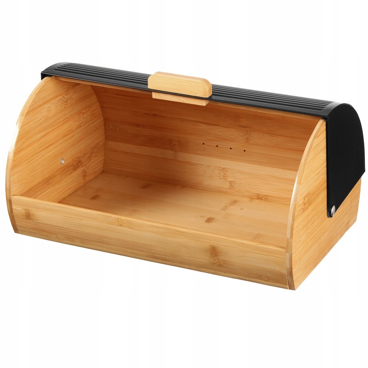 CHLEBAK NA CHLEB BUŁKI PIECZYWO POJEMNIK CZARNY BAMBUS DUŻY NÓŻ DO