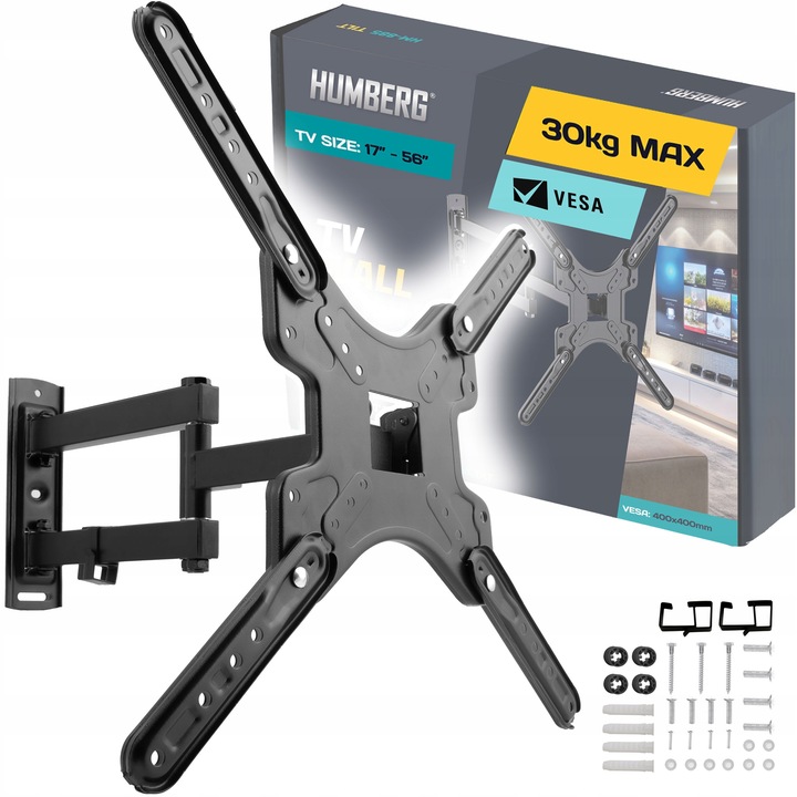 OBROTOWY UCHWYT DO TELEWIZORA ŚCIENNY Wieszak TV UNIWERSALNY 17-56
