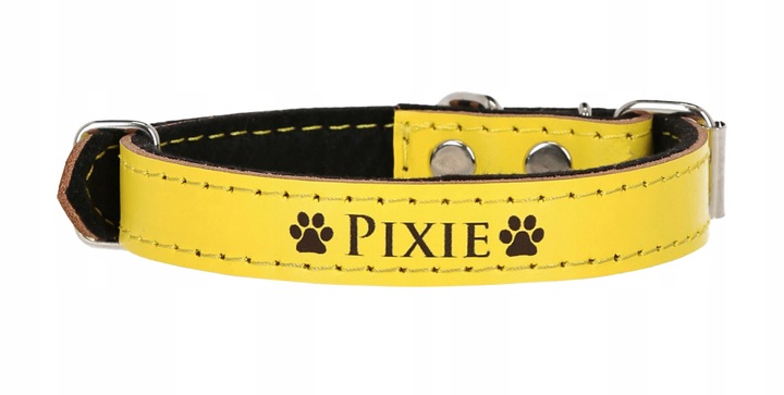 OBROŻA DLA PSA Z IMIENIEM GRAWEREM SKÓRZANA 33-41cm