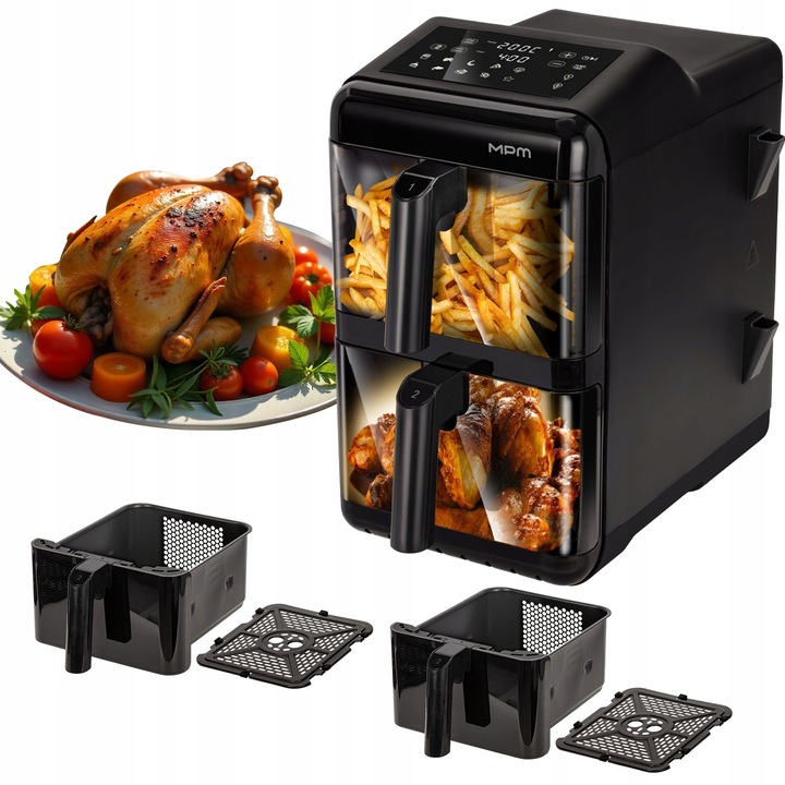 Frytkownica beztłuszczowa air fryer duża podwójna 12l MPM MFR-13