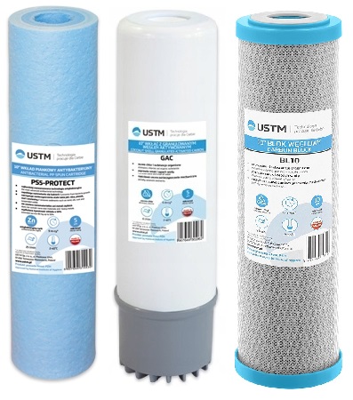 Zestaw wkładów do filtrów wody Filtr 3 stopniowy USTM Antybakteryjny