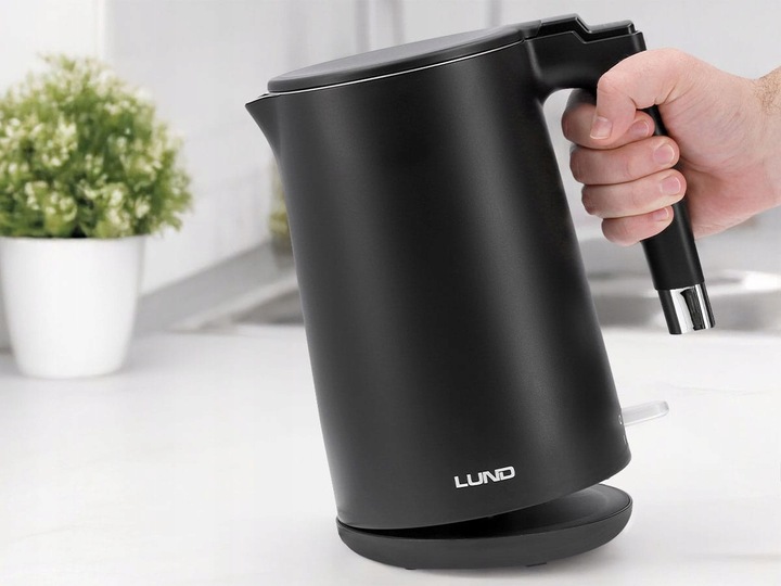 CZAJNIK ELEKTRYCZNY LUND 2200W 1,5L CZARNY PODWÓJNE ŚCIANKI