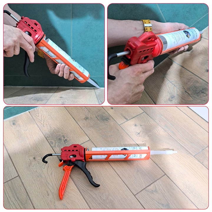 PISTOLET do silikonów klejów kartuszy gęstych wyciskacz Anti-Drip 360°