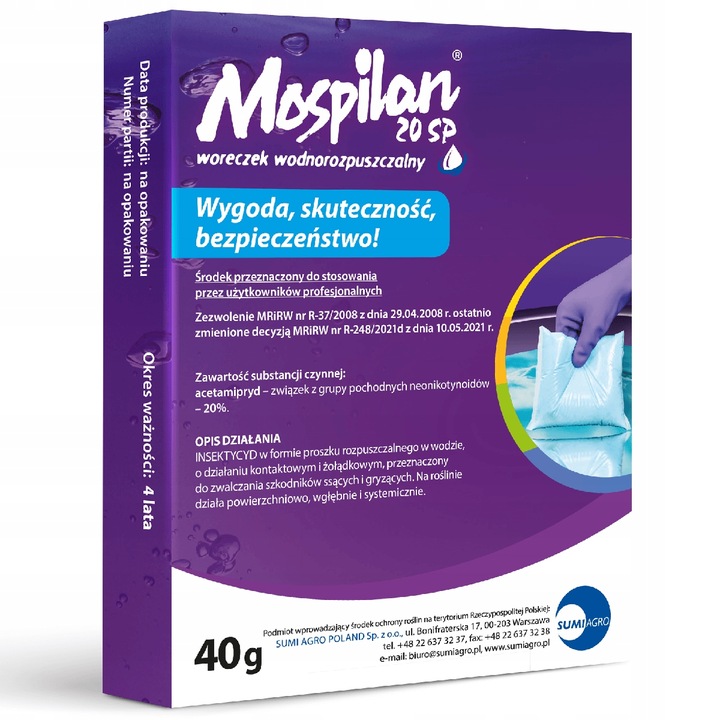 MOSPILAN 20SP 40G ŚRODEK PREPARAT OWADOBÓJCZY NA MSZYCĘ ĆMĘ SZKODNIKI
