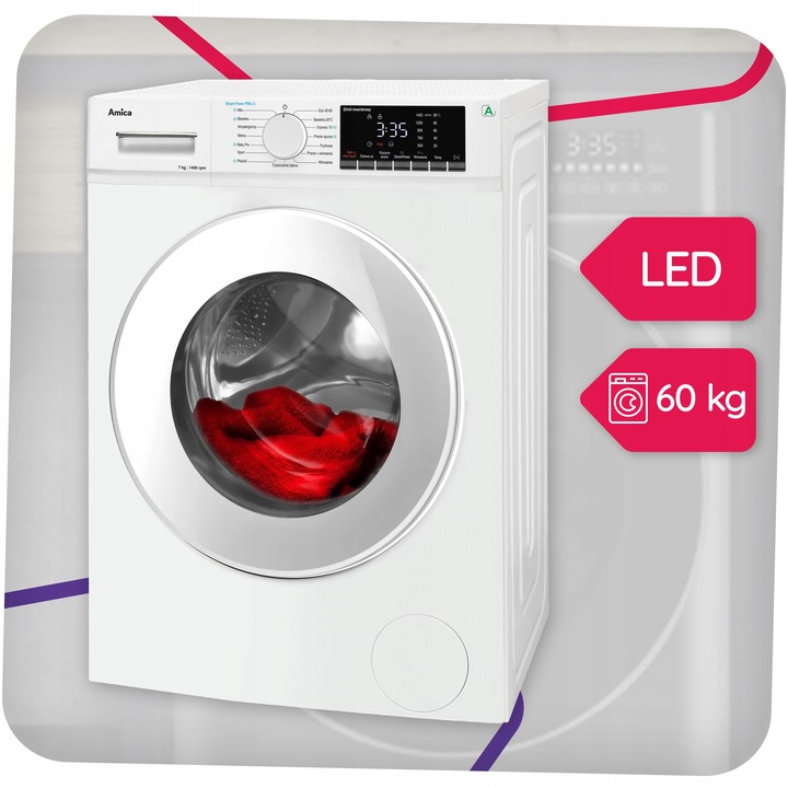 Pralka Amica WA5S714ALiSH 7kg 1400obr 15programów Slim inwerter