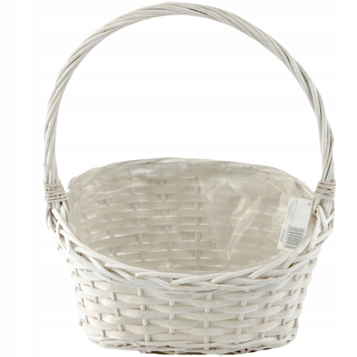 KOSZ PREZENTOWY DELIKATESOWY BIAŁY WIKLINOWY KOSZYK ŚLUB WESELE