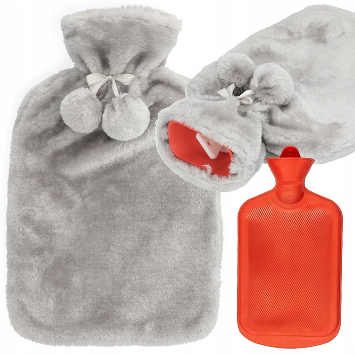 Duży termofor gumowy w pokrowcu ogrzewacz pluszowy w sweterku na wodę XXL