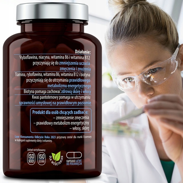 WITAMINA B COMPLEX MAX ZMĘCZENIE UKŁAD NERWOWY UMYSŁ METABOLIZM 90 DNI WEGE