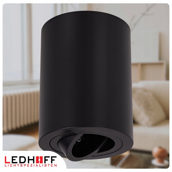 Oprawa natynkowa Halogenowa SPOT Tuba LED GU10 DUŻA czarna RUCHOMA