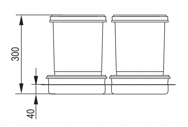 Pojemnik na odpady PRAKTIKO 60 podwójny (2x15l) tworzywo sztuczne