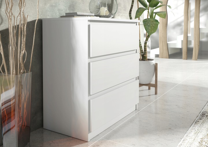 SZAFKA 3 SZUFLADY BIAŁA NOWOCZESNA DO SALONU SYPIALNI MEBLE OD
