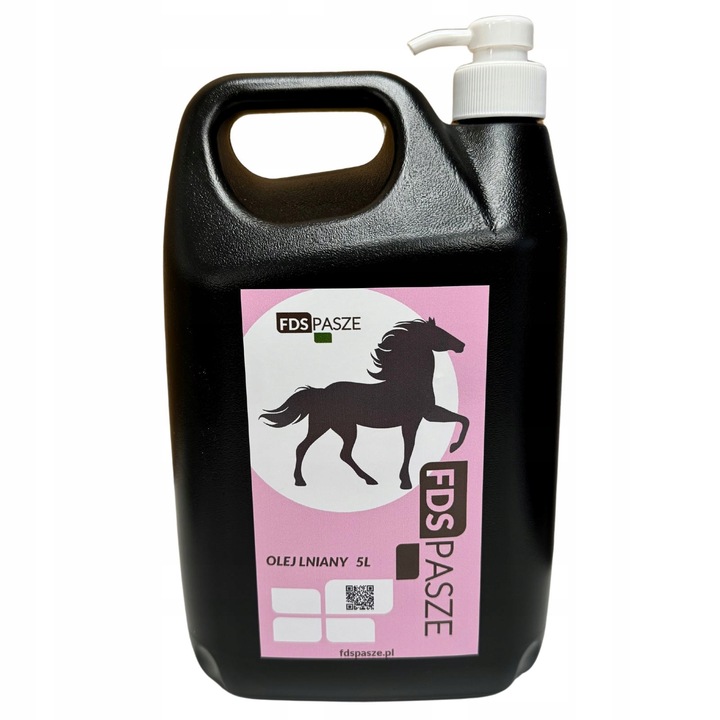 Olej Lniany dla Koni 5 litrów Naturalny Nierafinowany Tłoczony na Zimno FDS