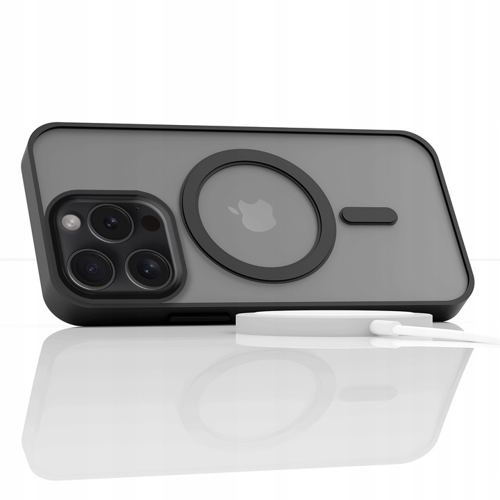 Etui Magsafe Do Apple iPhone 15 Pro (Czarne Matowe, Wzmacniane) + Szkło 9h