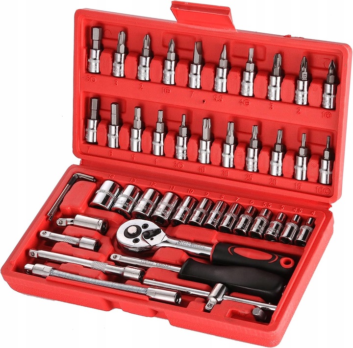 ZESTAW KLUCZY NASADOWYCH KLUCZE NASADOWE 46 TORX Bity Wkrętaki Imbusy