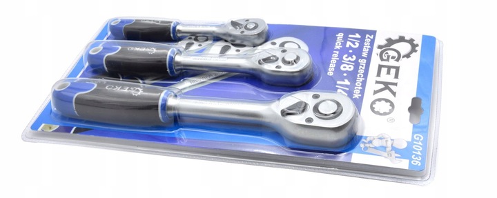 ZESTAW 3x GRZECHOTKA GEKO PROSTA 1/2' 1/4' 3/8'