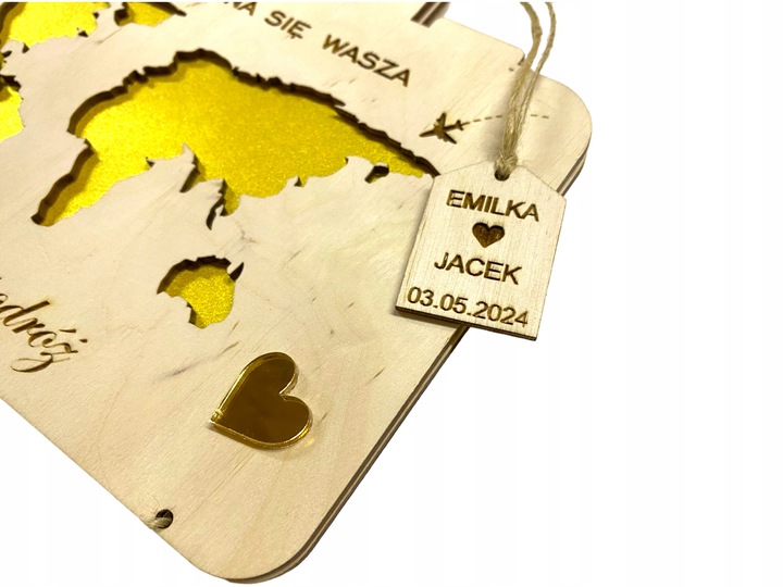 Kartka Na Ślub Ślubna Drewniana kartka Grawer walizka
