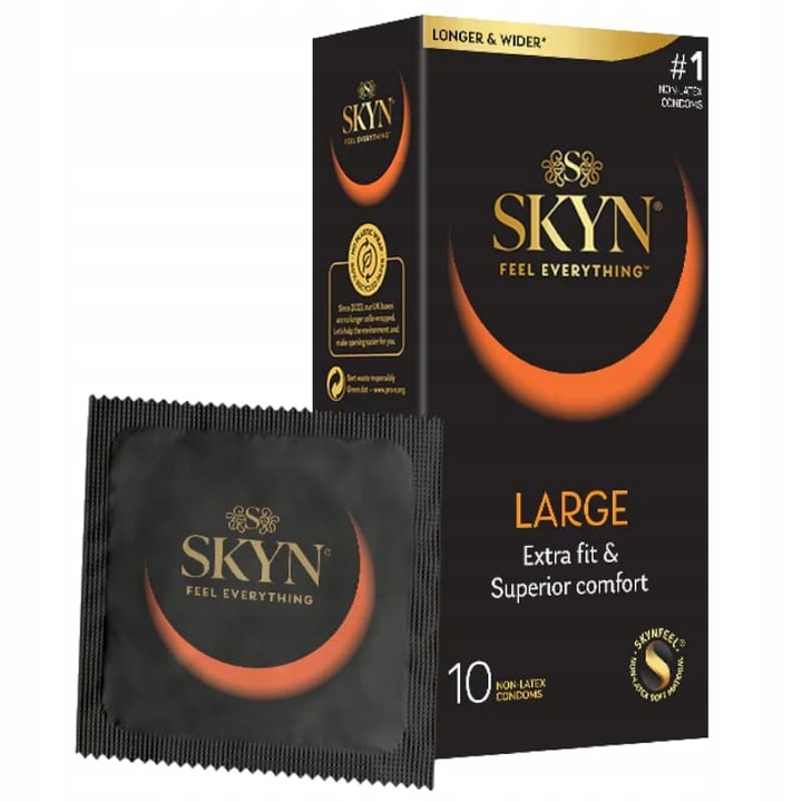 SKYN LARGE 10 szt. PREZERWATYWY Gładkie Miękkie bez Lateksu Rozmiar XL