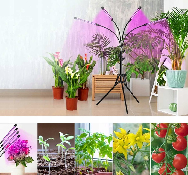 4x LAMPA PANEL DO WZROSTU UPRAWY ROŚLIN FULL SPECTRUM TIMER USB 36W 80 LED