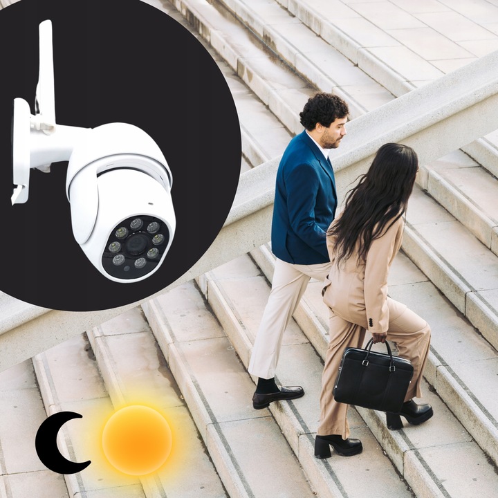 Zewnętrzna Kamera WIFI Obrotowa 1080p POLSKA APLIKACJA ŚLEDZENIE FULL HD SD