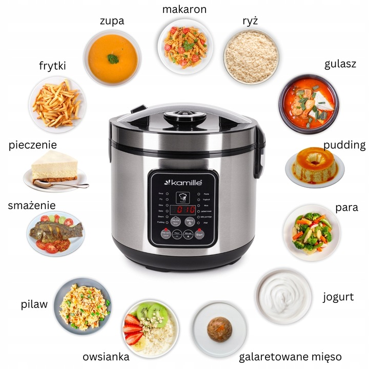 MULTICOOKER ELEKTRYCZNY GARNEKGARNEK SZYBKOWAR PAROWAR 13 PROGRAMÓW