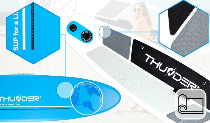 Stabilna DESKA SUP 320CM nadmuchiwana BEZPIECZNA zestaw + krzesełko