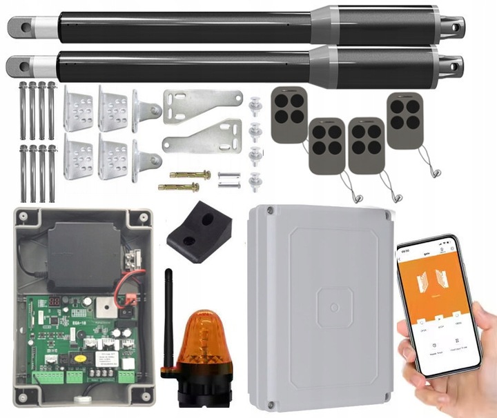 Zestaw napęd do bramy dwuskrzydłowej DE200 2x2m 300kg WiFI Lampa 4xPilot