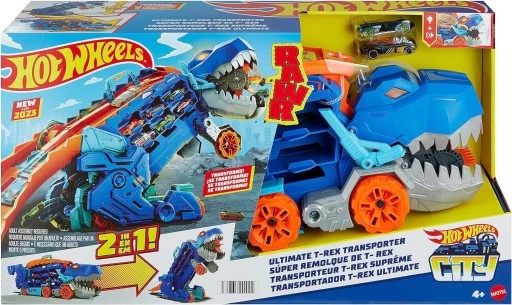 HOT WHEELS T-REX MEGA TRANSPORTER TORY WYŚCIGOWE