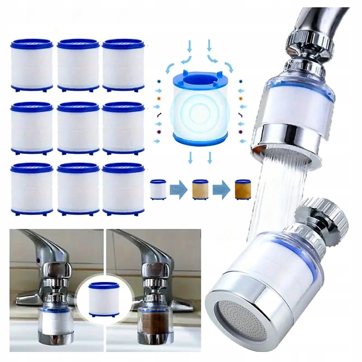 Filtr Do Wody Na Kran Obrotowy Usuwa Zanieczyszczenia i Metale + 10