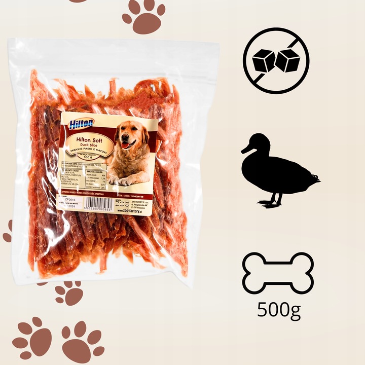Przysmak dla psa miękkie paski z kaczki HILTON 500G