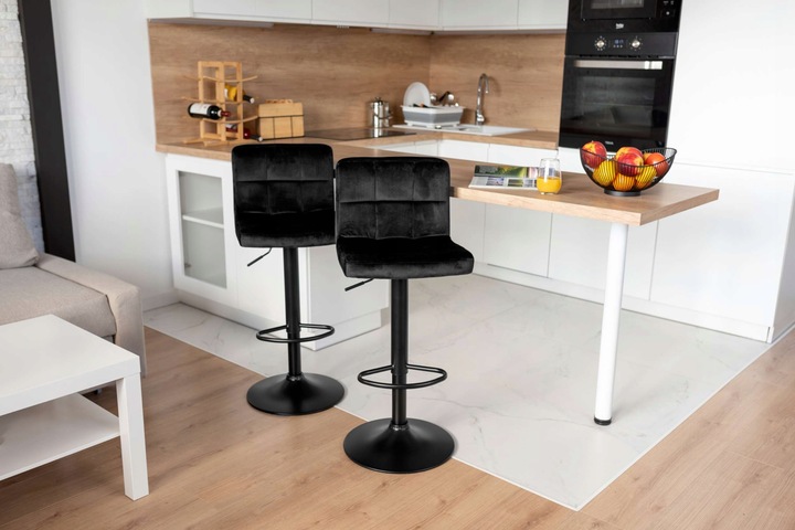 KRZESŁO BAROWE OBROTOWE HOKER WELUROWY REGULOWANE PIKOWANE KUCHENNY