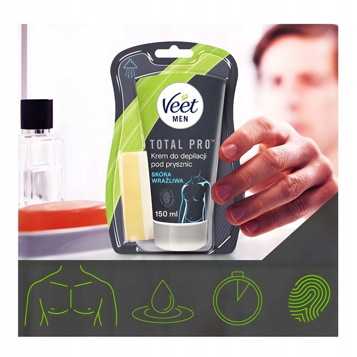 Veet Men KREM DO DEPILACJI dla Mężczyzn PRYSZNIC Gładka Skóra Nawilżenie
