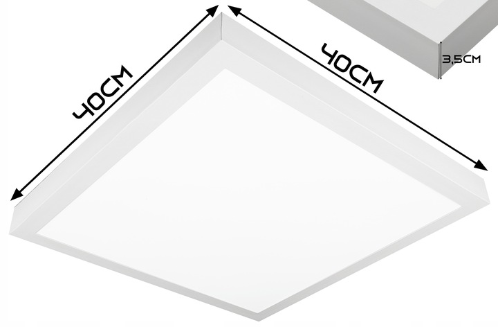 Panel LED Natynkowy Plafon Sufitowy Kwadratowy 36W 40x40 cm Duży Biały