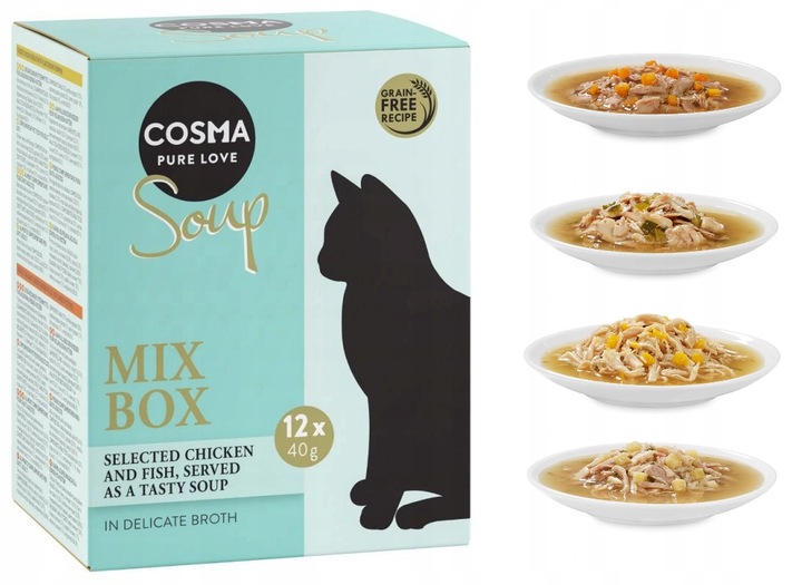 Mokra karma dla kota Cosma soup 12 x 40 g mix smaków 0,48 kg