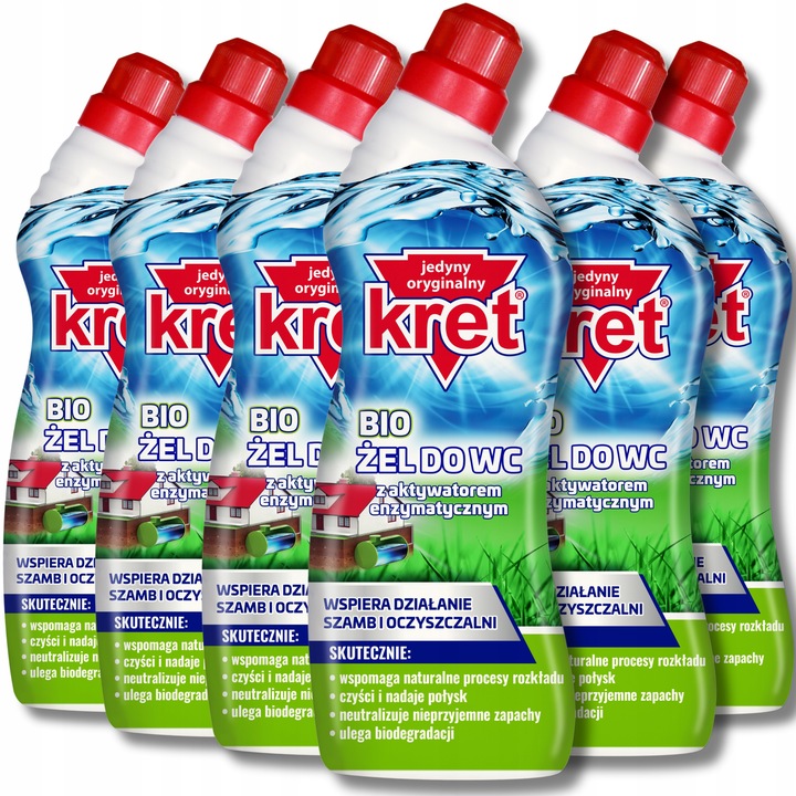 KRET BIO płyn żel do WC Toalet Wspiera Działanie Szamba Oczyszczalni 6x750