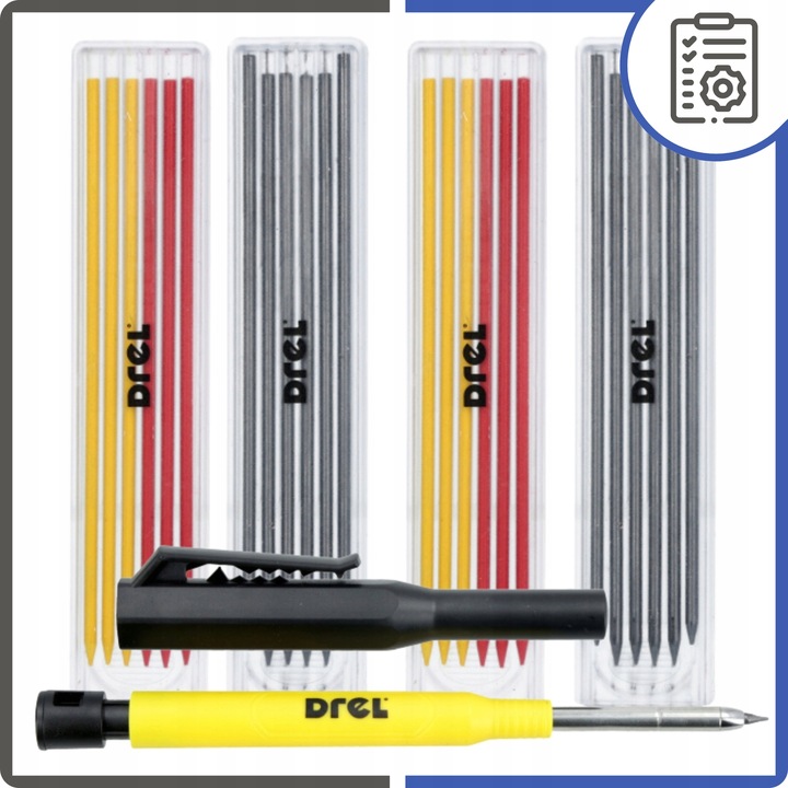 Ołówek Stolarski Budowlany Automatyczny Z Temperówką 24 Szt Wkładów