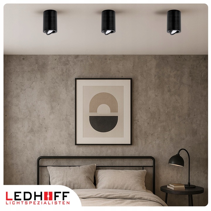 4x Oprawa natynkowa sufitowa LED halogenowa TUBA GU10 Ruchoma czarna