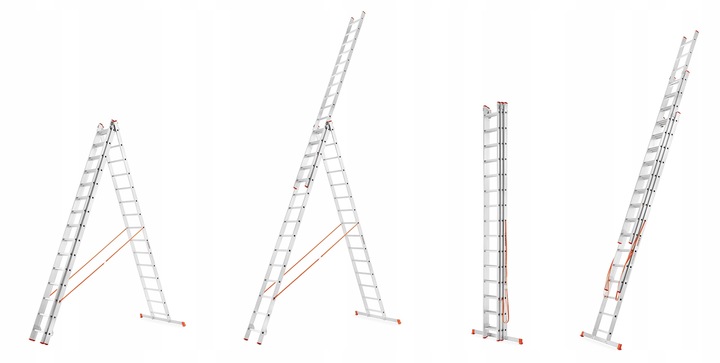 Drabina aluminiowa 3x15 HIGHER 150kg wielofunkcyjna PROFESJONALNA