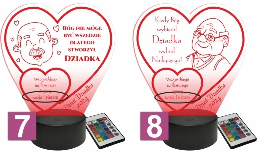 Prezent na Dzień Babci i Dziadka Statuetka dla Dziadków lampka LED + GRAWER