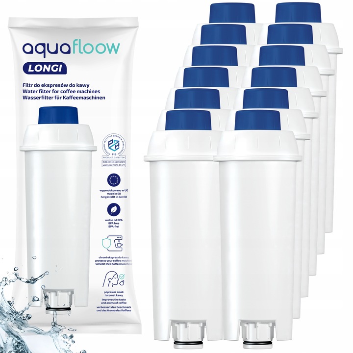 12x filtr wody do ekspresu Delonghi Dinamica Eletta - AquaFloow Longi