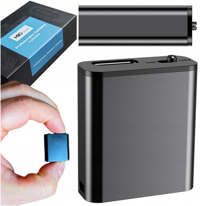 Mini Dyktafon Szpiegowski Mały 16GB Detekcja DSP Magnes Brelok