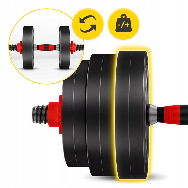 HANTLE BITUMICZNE REGULOWANE 2x20 KG DO ĆWICZEŃ SIŁOWYCH CIĘŻAR ZESTAW