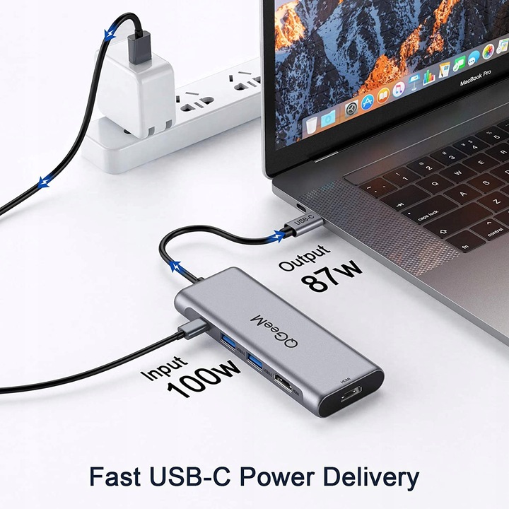 Adapter HUB USB C 8w1 DUAL Screen Stacja dokująca
