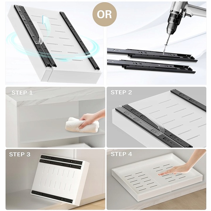 SZUFLADA KUCHENNA WYSUWANA 32-50CM REGULOWANA WYSUWANY KOSZ KUCHENNY