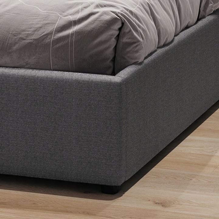 Łóżko tapicerowane 140×200 z pojemnikiem i zagłówkiem Mira szare