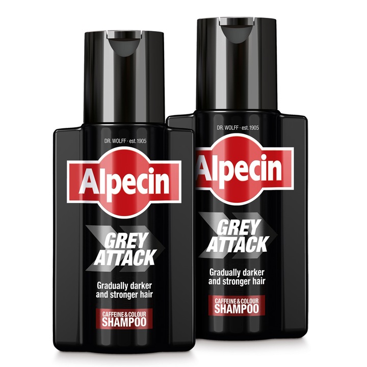 Alpecin Grey Attack Szampon Koloryzujący Męski Przeciw Siwieniu, 2x200ml