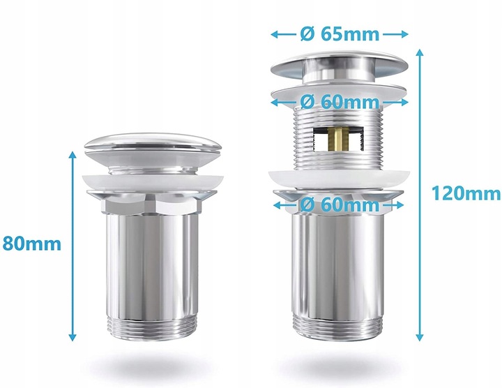 KOREK KLIK-KLAK UMYWALKOWY DO SYFONU Z PRZELEWEM CHROM OMNIRES A706CR