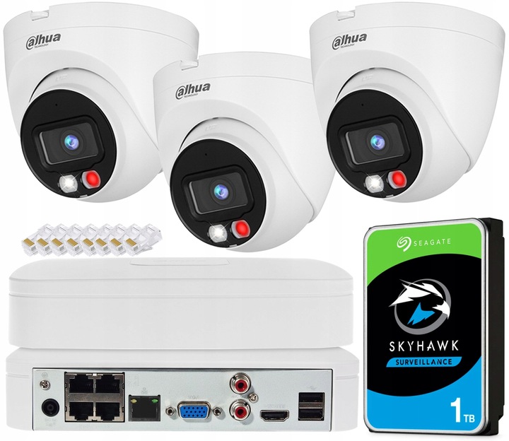 Zestaw Monitoringu Dahua Bez Kabla 3 Kamery 4MPx Detekcja AI IR/LED 30 m