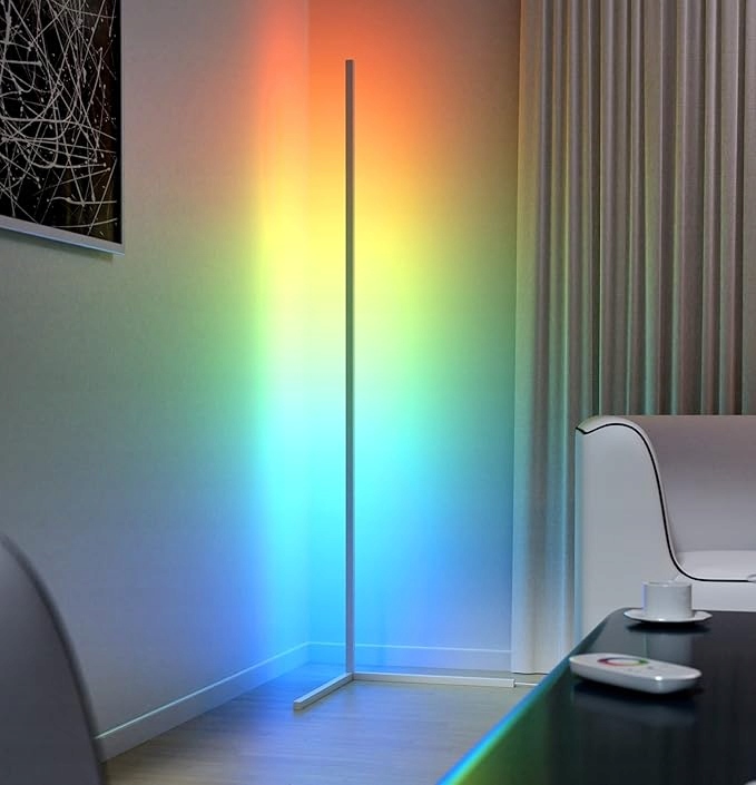 LAMPA podłogowa LED narożna APLIKACJA 140CM STOJĄCA RGB CCT + pilot
